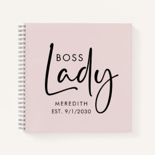 Boss Lady Logo Blush Pink Personalised Notebook