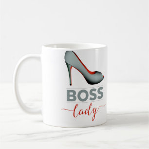 Boss Lady Mug (Coloured letters, red and grey)