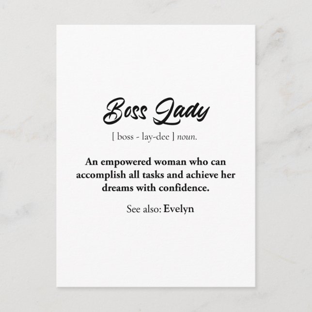 Boss Lady Mug – Empowered Woman Gift, Confidence  Postcard (Front)
