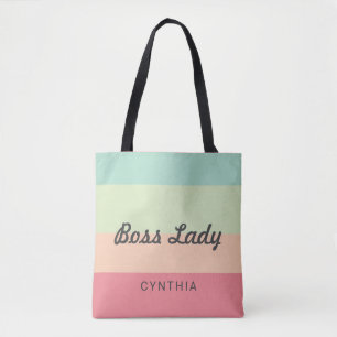 Boss Lady Personalised Monogram Rainbow Cute Tote Bag