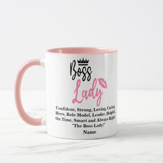 Boss Lady, Personalised Name Gift For Her Mug (Left)