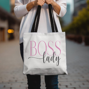 Boss Lady Pink and Gray Mousepad Tote Bag