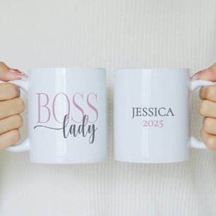 Boss Lady Pink and Grey Coffee Mug