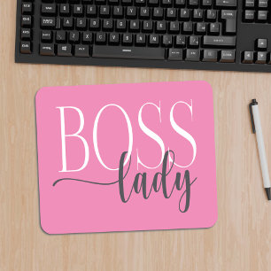 Boss Lady Pink and Grey Mousepad