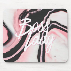 Boss Lady Pink Black Painted Marble Mouse Mat