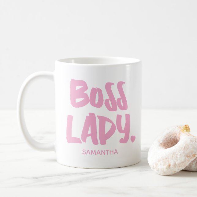 Boss Lady Pink Business owner Entrepreneur Coffee Mug (With Donut)