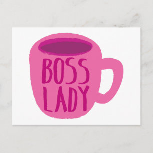 Boss Lady pink Coffee Cup Postcard