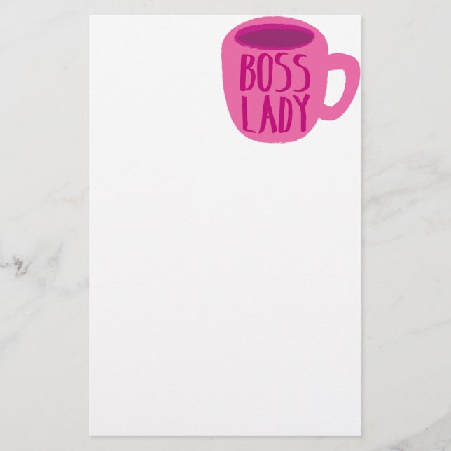 Boss Lady pink Coffee Cup Stationery (Front)
