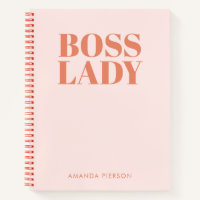Boss Lady Pink Red Retro Calligraphy  Notebook