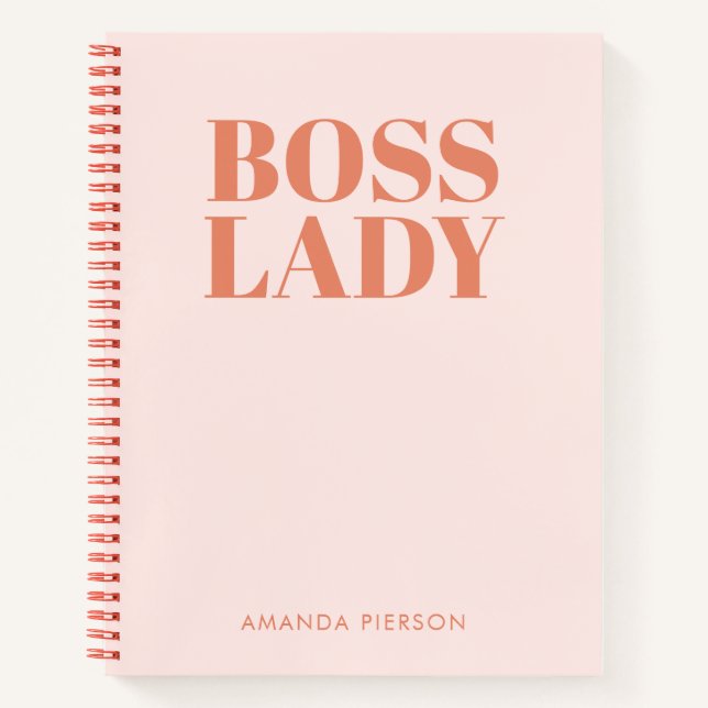 Boss Lady Pink Red Retro Calligraphy  Notebook (Front)