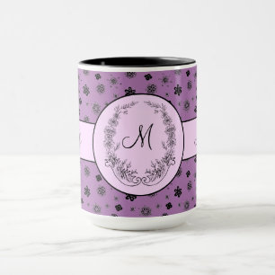 Boss Lady Purple Black Monogram Ringer 15oz Mug