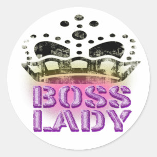Boss Lady Queen - Large Crown Classic Round Sticker