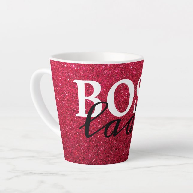 Boss Lady Red Glitter Mug (Left Angle)