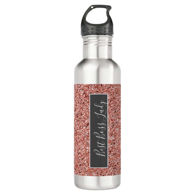Boss Lady Rose Gold Glitter Sparkle 710 Ml Water Bottle (Front)