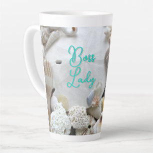 Boss Lady Sand Dollar Seashells Latte Mug