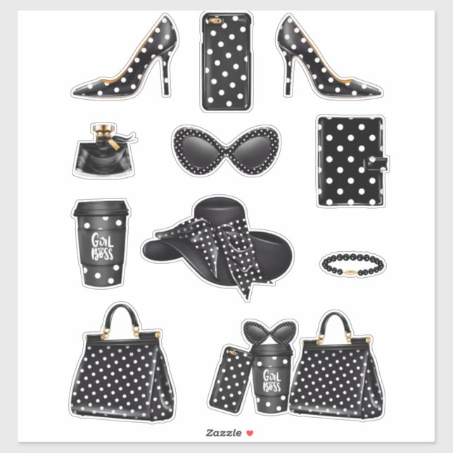Boss Lady Sticker Decals Polk A Dot Decal Stickers (Sheet)