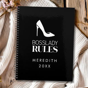 Boss Lady Stiletto Logo Black White Planner