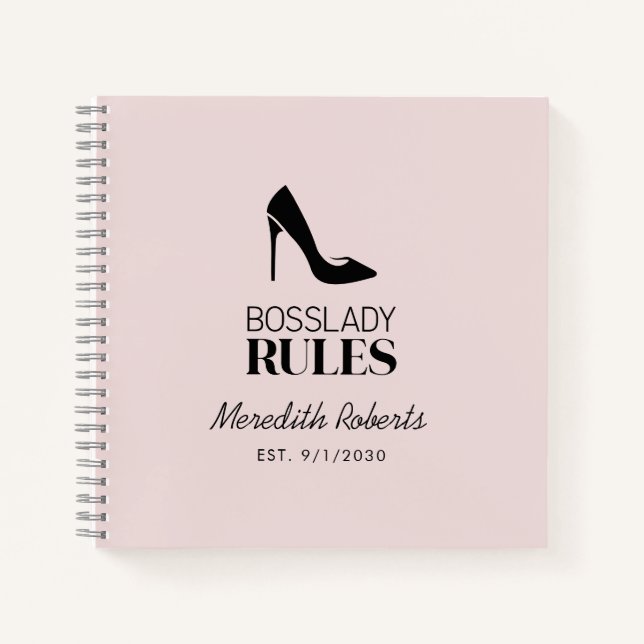 Boss Lady Stiletto Logo Blush Personalised Notebook (Front)