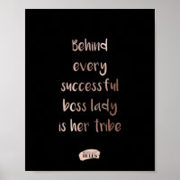 Boss Lady Tribe Rose Gold Typography Quote Black