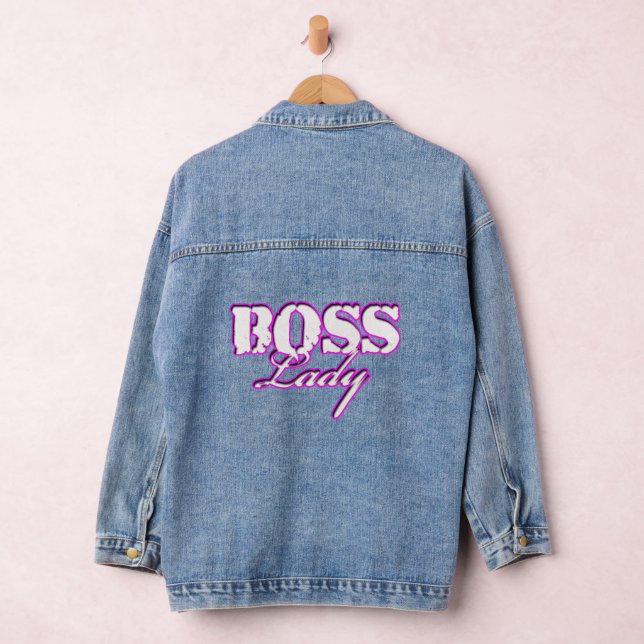 Boss Lady White And Pink Logo Denim Jacket (Hangar)