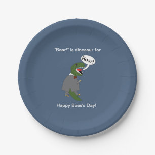 Boss Male Dinosaur Funny Boss's Day Personalise Paper Plate