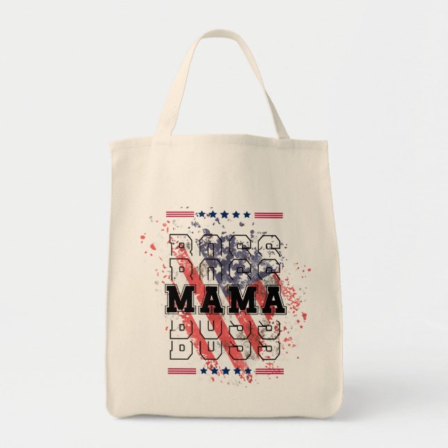 Boss Mama Patriotic Tote | Strong Mum Canvas Bag (Front)
