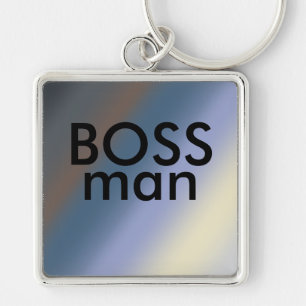 BOSS man key-ring Silver/steal blue blends Key Ring