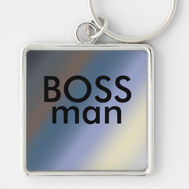 BOSS man key-ring Silver/steal blue blends Key Ring (Front)