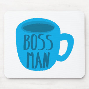 Boss man with blue Coffee CUP Mouse Mat