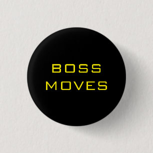 BOSS MOVES BLACK YELLOW 3 CM ROUND BADGE