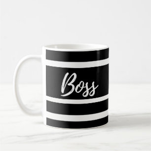 Boss Mug, black and white stripes Coffee Mug