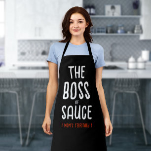 Boss Mum Black And White Kitchen Modern Bold Typo Apron
