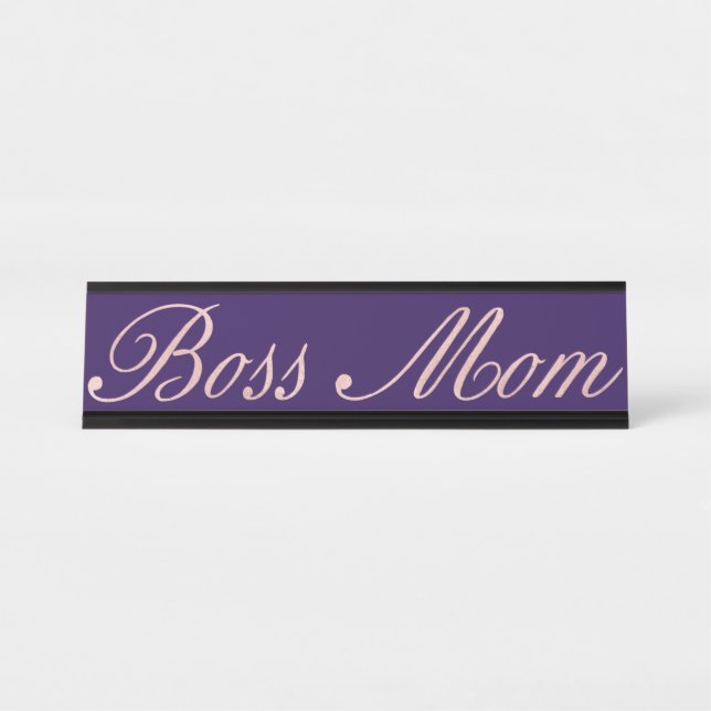 Boss Mum Funny Home Office Desk Rose Gold Desk Name Plate (Front)