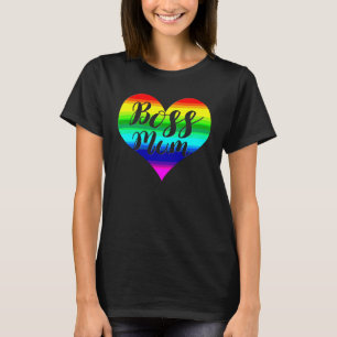 Boss Mum Rainbow Heart Mum Loves That She's In Cha T-Shirt
