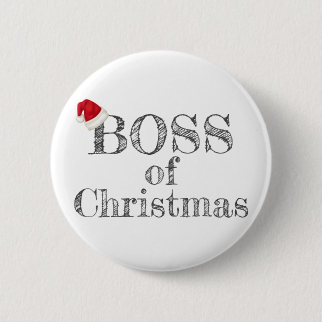 Boss of Christmas Santa Hat Humourous Funny 6 Cm Round Badge (Front)