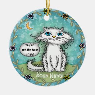 Boss of Me Scraggles Cat  Ceramic Tree Decoration