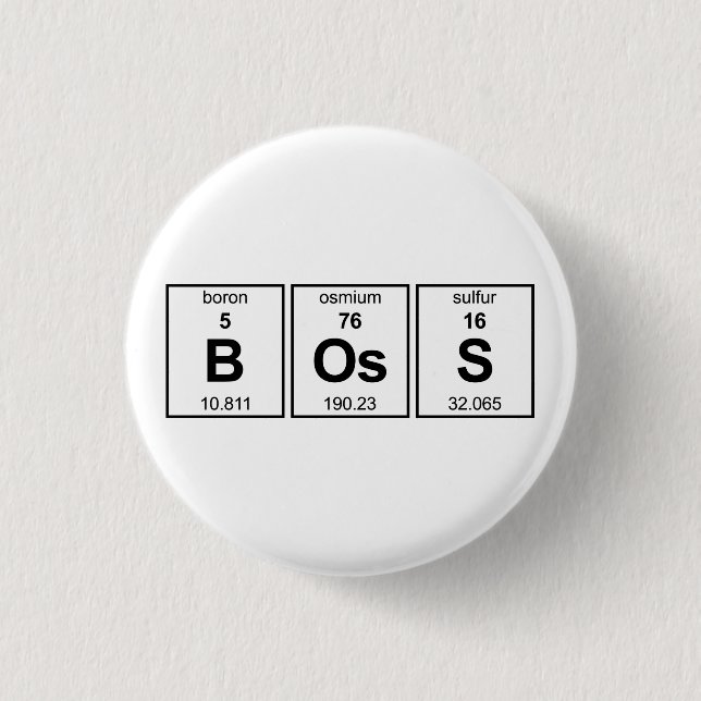 BOsS Periodic Table 3 Cm Round Badge (Front)