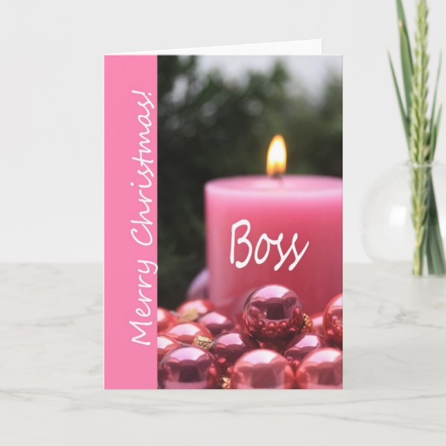 Boss pink ornament christmas card (Front)
