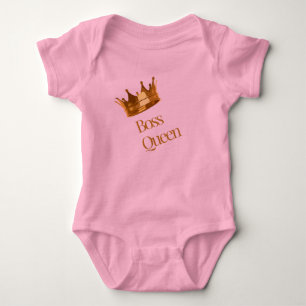 Boss Queen Baby Bodysuit Gold Crown Cute Infant