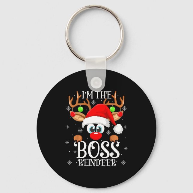 Boss Reindeer Christmas Family Matching Group Funn Key Ring (Front)