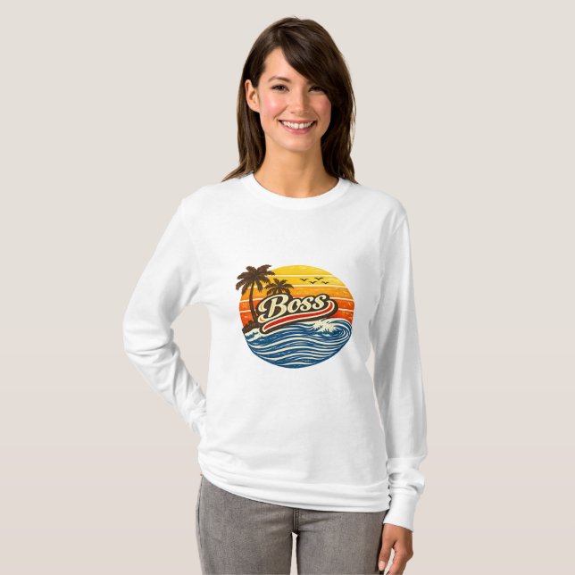 Boss Retro Sunset Design T-Shirt (Front Full)
