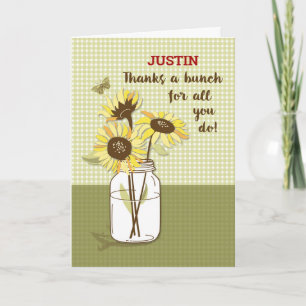 Boss’s Day, Custom Name, Justin, with Sunflowers Card