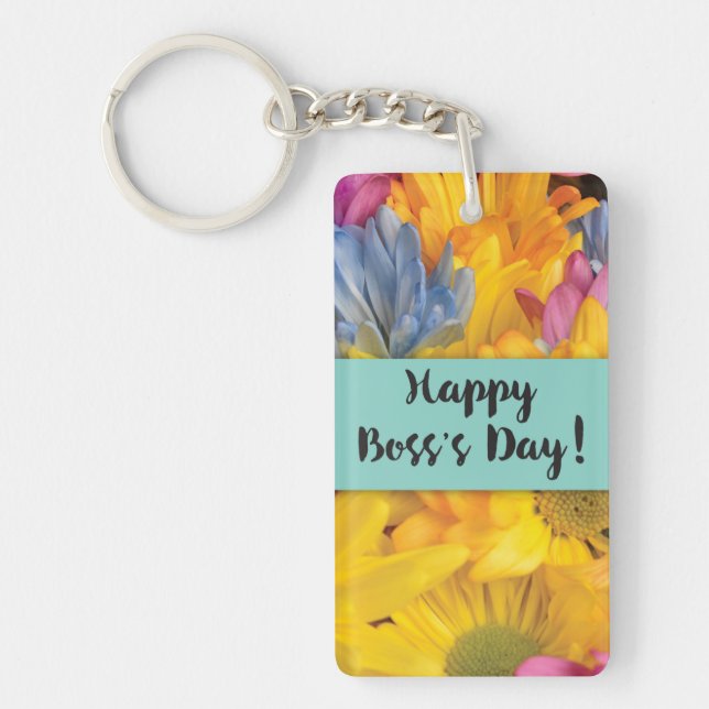 Boss’s Day Thanks Gerbera Daisies Key Ring (Front)