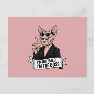 Boss Sphynx Cat Coffee Artwork Holiday Postcard