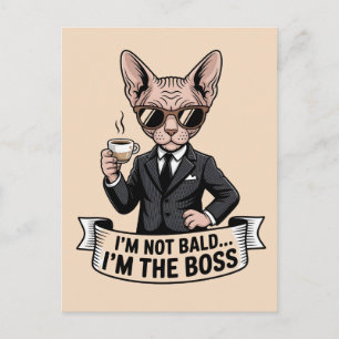 Boss Sphynx Cat Coffee Illustration Holiday Postcard