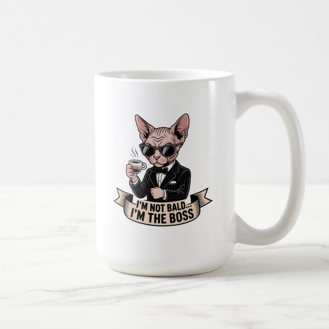 Boss Sphynx Cat Coffee Illustration Mug (Right)