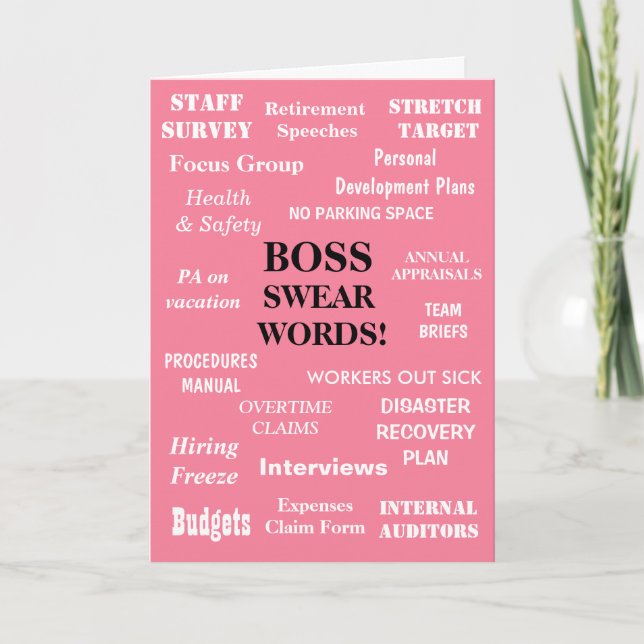 Boss Swear Words | Funny Female Boss Birthday Card (Front)