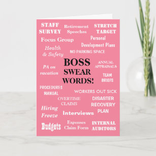 Boss Swear Words   Funny Female Boss Birthday Card