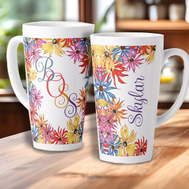 Boss Title Name Illustrated Floral Latte Mug (Creator Uploaded)