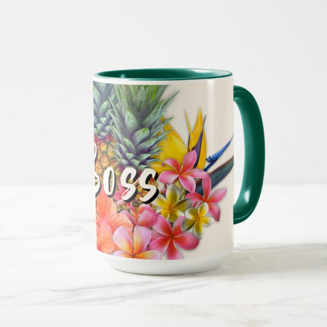 Boss Tropical Hibiscus Pineapple Gift Mug (Front Right)